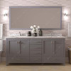 Virtu USA GD-50072-CMSQ-GR Caroline Avenue 72" Bath Vanity in Gray with Cultured Marble Quartz Top