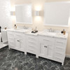 Virtu USA MD-2193-CMSQ-WH-002 Caroline Parkway 93" Bath Vanity in White with Cultured Marble Quartz Top