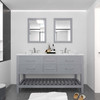 Virtu USA MD-2260-CMRO-GR Caroline Estate 60" Bath Vanity in Gray with Cultured Marble Quartz Top