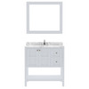 Virtu USA ES-30036-CMRO-WH-002 Winterfell 36" Bath Vanity in White with Cultured Marble Quartz Top and Sink