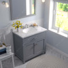 Virtu USA MS-2036-CMRO-GR-NM Caroline 36" Single Bath Vanity in Gray with Cultured Marble Quartz Top and Sink