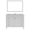 Virtu USA ES-40048-CMRO-WH-001 Tiffany 48" Single Bath Vanity in White with Cultured Marble Quartz Top and Sink