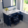 Virtu USA MS-2048-CMSQ-FB Caroline 48" Bath Vanity in French Blue with Cultured Marble Quartz Top and Sink