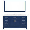 Virtu USA MS-2060-CMSQ-FB Caroline 60" Bath Vanity in French Blue with Cultured Marble Quartz Top and Sink