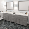 Virtu USA MD-2193-CMSQ-CG-002 Caroline Parkway 93" Bath Vanity in Gray with Cultured Marble Quartz Top