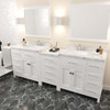 Virtu USA MD-2193-CMSQ-WH-001 Caroline Parkway 93" Bath Vanity in White with Cultured Marble Quartz Top