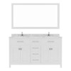 Virtu USA MD-2060-CMRO-WH-001 Caroline 60" Bath Vanity in White with Cultured Marble Quartz Top and Sinks