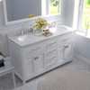 Virtu USA MD-2060-CMRO-WH-001 Caroline 60" Bath Vanity in White with Cultured Marble Quartz Top and Sinks