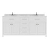 Virtu USA MD-2072-CMSQ-WH-NM Caroline 72" Bath Vanity in White with Cultured Marble Quartz Top and Sinks