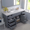 Virtu USA MS-2060-CMSQ-GR-NM Caroline 60" Single Bath Vanity in Gray with Cultured Marble Quartz Top and Sink