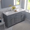 Virtu USA MD-2060-CMRO-GR Caroline 60" Bath Vanity in Gray with Cultured Marble Quartz Top and Sinks