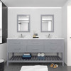 Virtu USA MD-2272-CMSQ-GR Caroline Estate 72" Bath Vanity in Gray with Cultured Marble Quartz Top