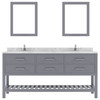 Virtu USA MD-2272-CMSQ-GR-001 Caroline Estate 72" Bath Vanity in Gray with Cultured Marble Quartz Top