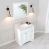 Virtu USA ES-32036-CMSQ-WH-NM Elise 36" Single Bath Vanity in White with Cultured Marble Quartz Top and Sink