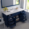 Virtu USA MS-2060-CMSQ-FB-NM Caroline 60" Bath Vanity in French Blue with Cultured Marble Quartz Top and Sink