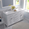 Virtu USA MD-2060-CMRO-WH Caroline 60" Bath Vanity in White with Cultured Marble Quartz Top and Sinks