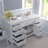 Virtu USA MS-2060-CMRO-WH Caroline 60" Bath Vanity in White with Cultured Marble Quartz Top and Sink