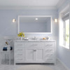 Virtu USA MS-2060-CMRO-WH-001 Caroline 60" Bath Vanity in White with Cultured Marble Quartz Top and Sink