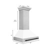 ZLINE 36" Autograph Edition DuraSnow Stainless Steel Range Hood with White Matte Shell and Matte Black Handle 8654SNZ-WM36-MB