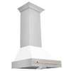 ZLINE 30" Autograph Edition Stainless Steel Range Hood with White Matte Shell and Gold Handle 8654STZ-WM30-G