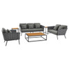 Modway EEI-3159-GRY-SET Stance 6 Piece Outdoor Patio Aluminum Sectional Sofa Set