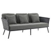 Modway EEI-3165-GRY-SET Stance 3 Piece Outdoor Patio Aluminum Sectional Sofa Set