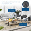 Modway EEI-3167-GRY-SET Stance 4 Piece Outdoor Patio Aluminum Sectional Sofa Set