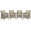 Modway EEI-4028-LGR Conduit Outdoor Patio Wicker Rattan Dining Armchair Set of 4