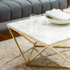 Modway EEI-4207-GLD-WHI Vertex Gold Metal Stainless Steel Coffee Table - Gold/White