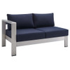 Modway EEI-4223-SLV Shore Sunbrella® Fabric Aluminum Outdoor Patio Left-Arm Loveseat