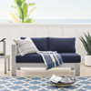 Modway EEI-4223-SLV Shore Sunbrella® Fabric Aluminum Outdoor Patio Left-Arm Loveseat