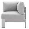 Modway EEI-4224-SLV Shore Sunbrella® Fabric Aluminum Outdoor Patio Corner Sofa