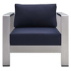 Modway EEI-4225-SLV Shore Sunbrella® Fabric Aluminum Outdoor Patio Armchair