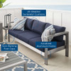 Modway EEI-4228-SLV Shore Sunbrella® Fabric Aluminum Outdoor Patio Sofa