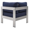 Modway EEI-4314-SLV-SET Shore Sunbrella® Fabric Outdoor Patio Aluminum 4 Piece Sectional Sofa Set