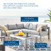 Modway EEI-4314-SLV-SET Shore Sunbrella® Fabric Outdoor Patio Aluminum 4 Piece Sectional Sofa Set