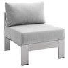 Modway EEI-4318-SLV-SET Shore Sunbrella® Fabric Outdoor Patio Aluminum 5 Piece Sectional Sofa Set