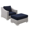 Modway EEI-4354-LGR Conway Sunbrella® Outdoor Patio Wicker Rattan 2-Piece Armchair and Ottoman Set