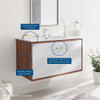 Modway EEI-4434-WAL-WHI Transmit 36" Wall-Mount Bathroom Vanity - Walnut/White