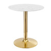 Modway EEI-4548-GLD-WHI Verne 28" Artificial Marble Dining Table - Gold/White