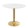 Modway EEI-4549-GLD-WHI Verne 35" Artificial Marble Dining Table - Gold/White