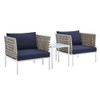 Modway EEI-4685-TAN-SET Harmony 3-Piece  Sunbrella® Basket Weave Outdoor Patio Aluminum Seating Set