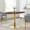 Modway EEI-4751-GLD-WAL Verne 48" Oval Dining Table - Gold/Walnut