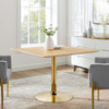Modway EEI-4756-GLD-NAT Verne 40" Square Dining Table - Gold/Natural