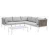 Modway EEI-4927-TAN-SET Harmony 6-Piece  Sunbrella® Basket Weave Outdoor Patio Aluminum Sectional Sofa Set