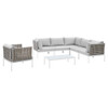 Modway EEI-4935-TAN-SET Harmony 7-Piece  Sunbrella® Basket Weave Outdoor Patio Aluminum Sectional Sofa Set