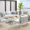 Modway EEI-4938-TAU-SET Harmony 8-Piece  Sunbrella® Basket Weave Outdoor Patio Aluminum Sectional Sofa Set