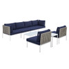 Modway EEI-4943-TAN-SET Harmony 8-Piece  Sunbrella® Basket Weave Outdoor Patio Aluminum Sectional Sofa Set