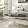 Modway EEI-5189-WHI-CHE Lippa 48" Oval Coffee Table - White/Cherry Walnut