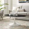 Modway EEI-5192-WHI-BLK Lippa 42" Oval Artificial Marble Coffee Table - White/Black